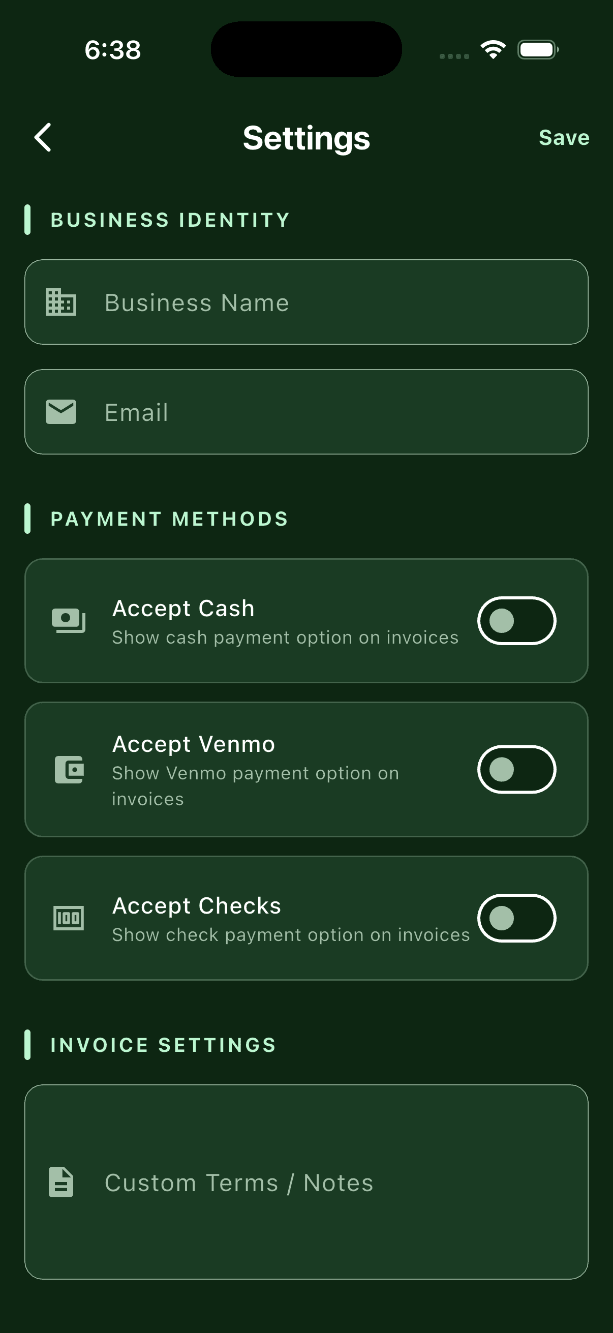 Modolla default settings for a new user